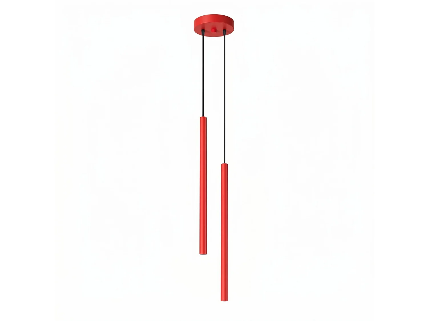 Lampe suspendue moderne en acier - 2 sources lumineuses - L.15 x H.118 cm - rouge