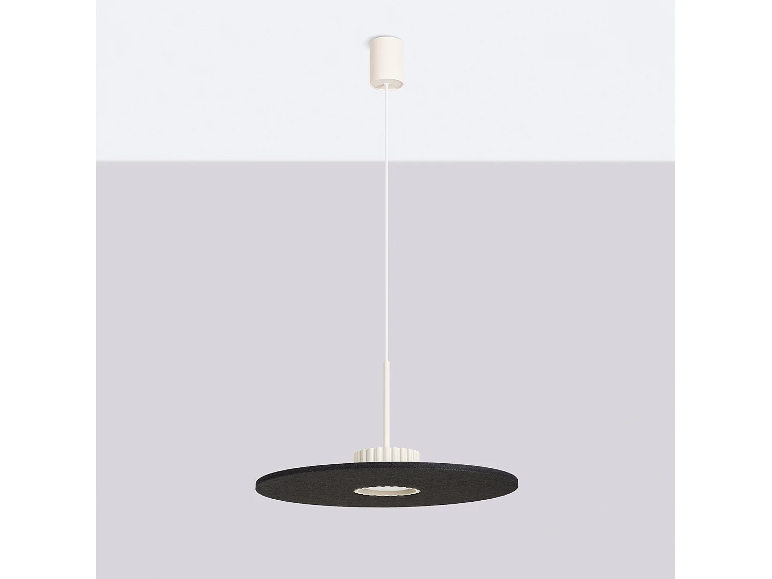 Hanglampen OVO minimalistisch van  - 1 lichtbronnen - L.40 x H.125 cm - beige/zwart
