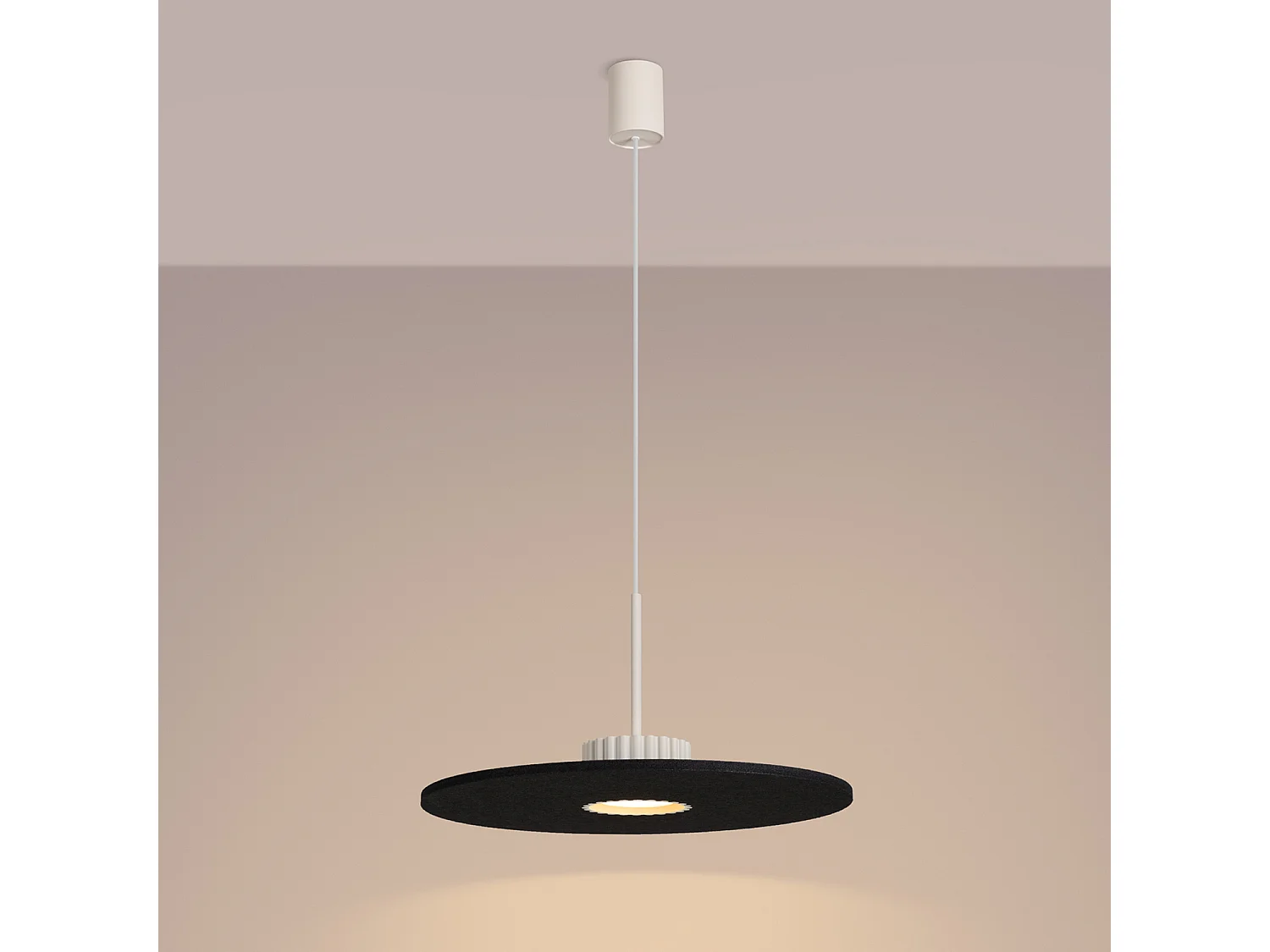 Hanglampen OVO minimalistisch van  - 1 lichtbronnen - L.40 x H.125 cm - beige/zwart