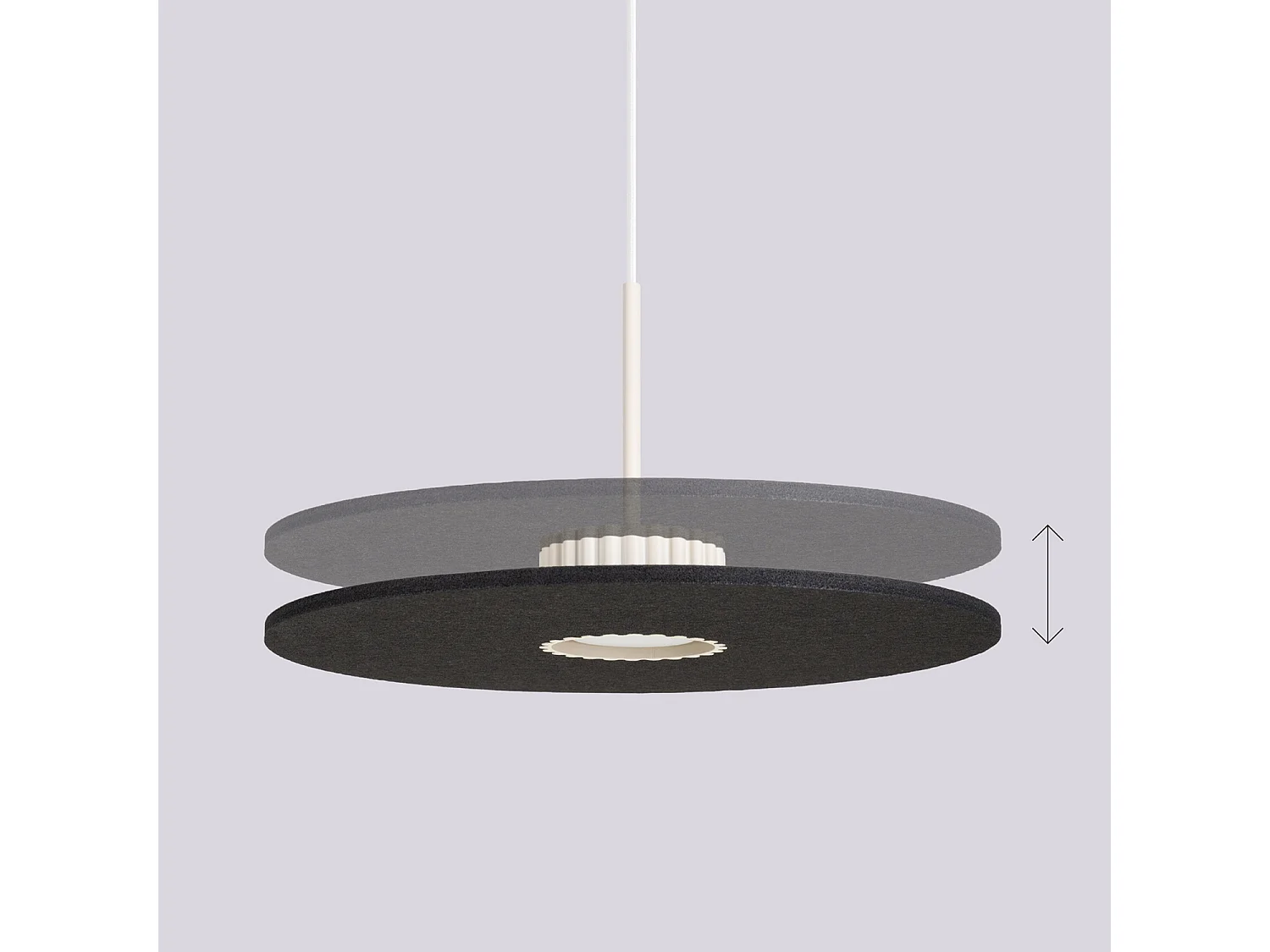 Hanglampen OVO minimalistisch van  - 1 lichtbronnen - L.40 x H.125 cm - beige/zwart