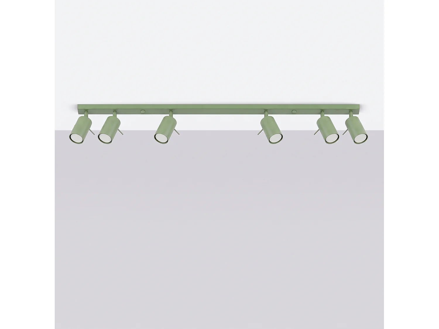 Plafonnier moderne en acier - 6 sources lumineuses - L.118 x H.16 cm - sauge