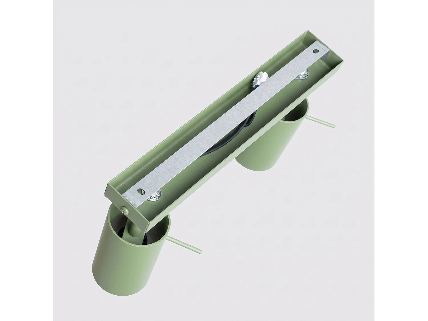 Plafonnier moderne en acier - 6 sources lumineuses - L.118 x H.16 cm - sauge