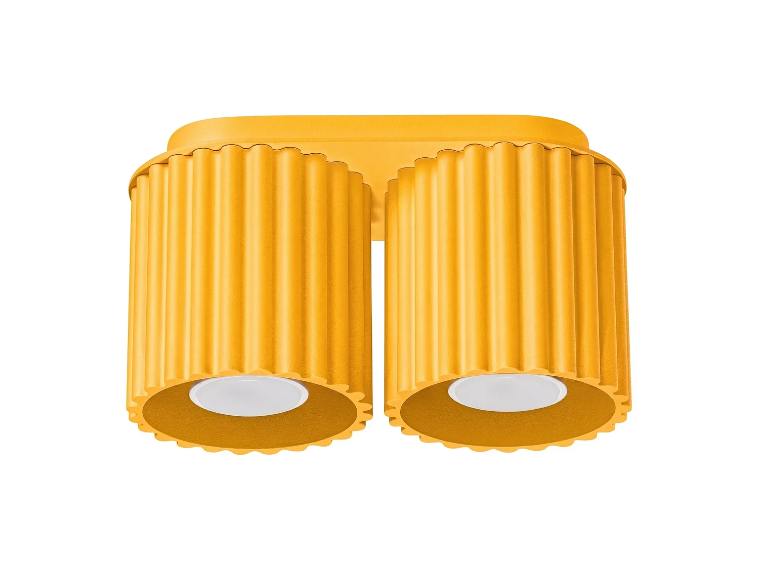 Plafonnier minimaliste en aluminium - 2 sources lumineuses - L.21 x H.12 cm - jaune
