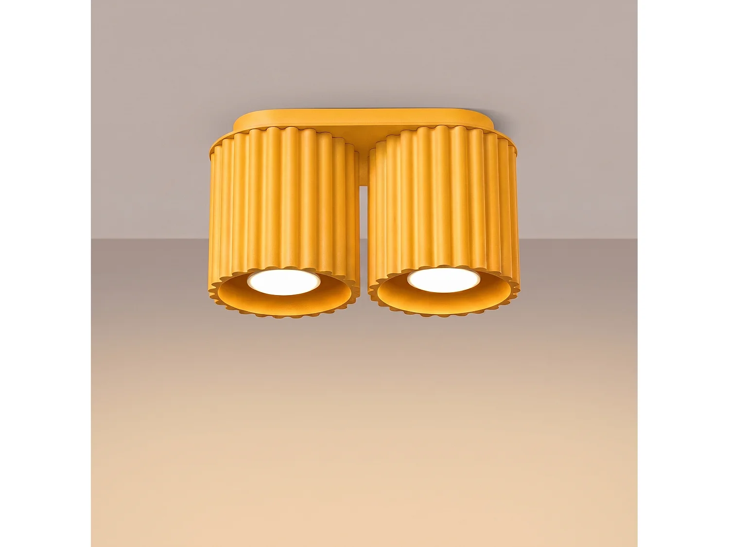 Plafonnier minimaliste en aluminium - 2 sources lumineuses - L.21 x H.12 cm - jaune