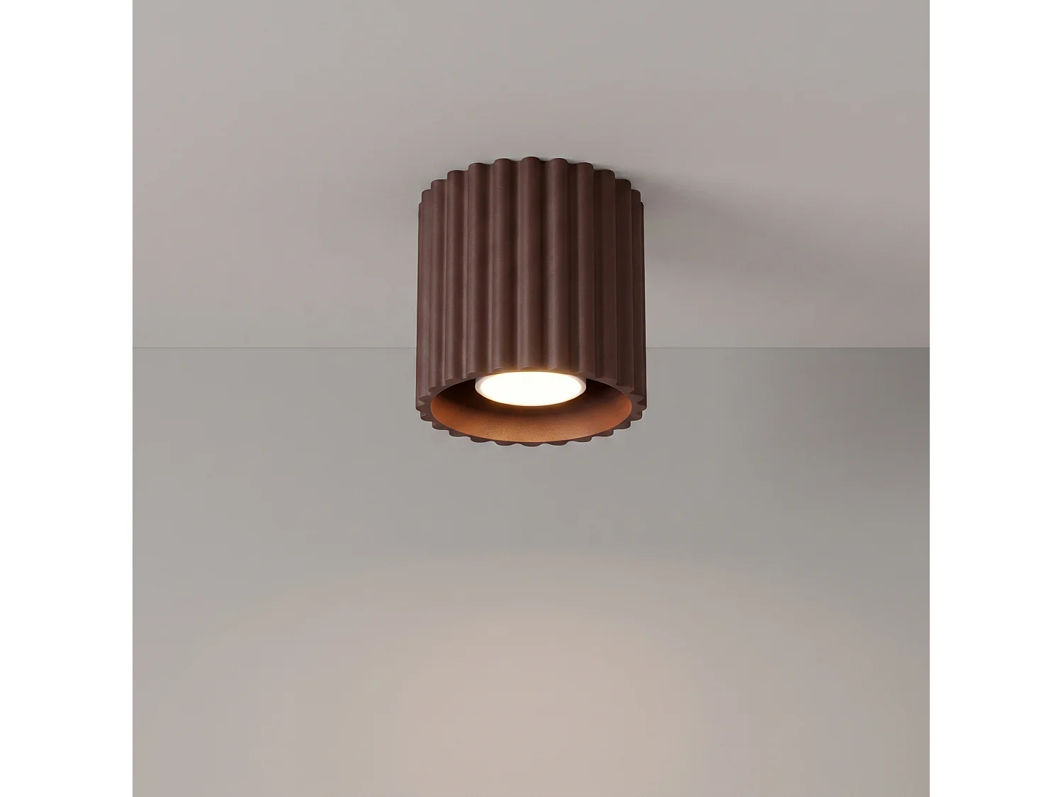 Plafonnier minimaliste en aluminium - 1 sources lumineuses - L.10 x H.10 cm - marron