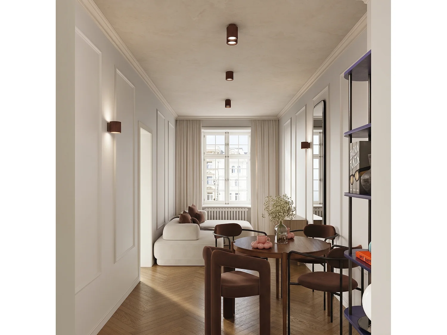 Plafonnier minimaliste en aluminium - 1 sources lumineuses - L.10 x H.10 cm - marron