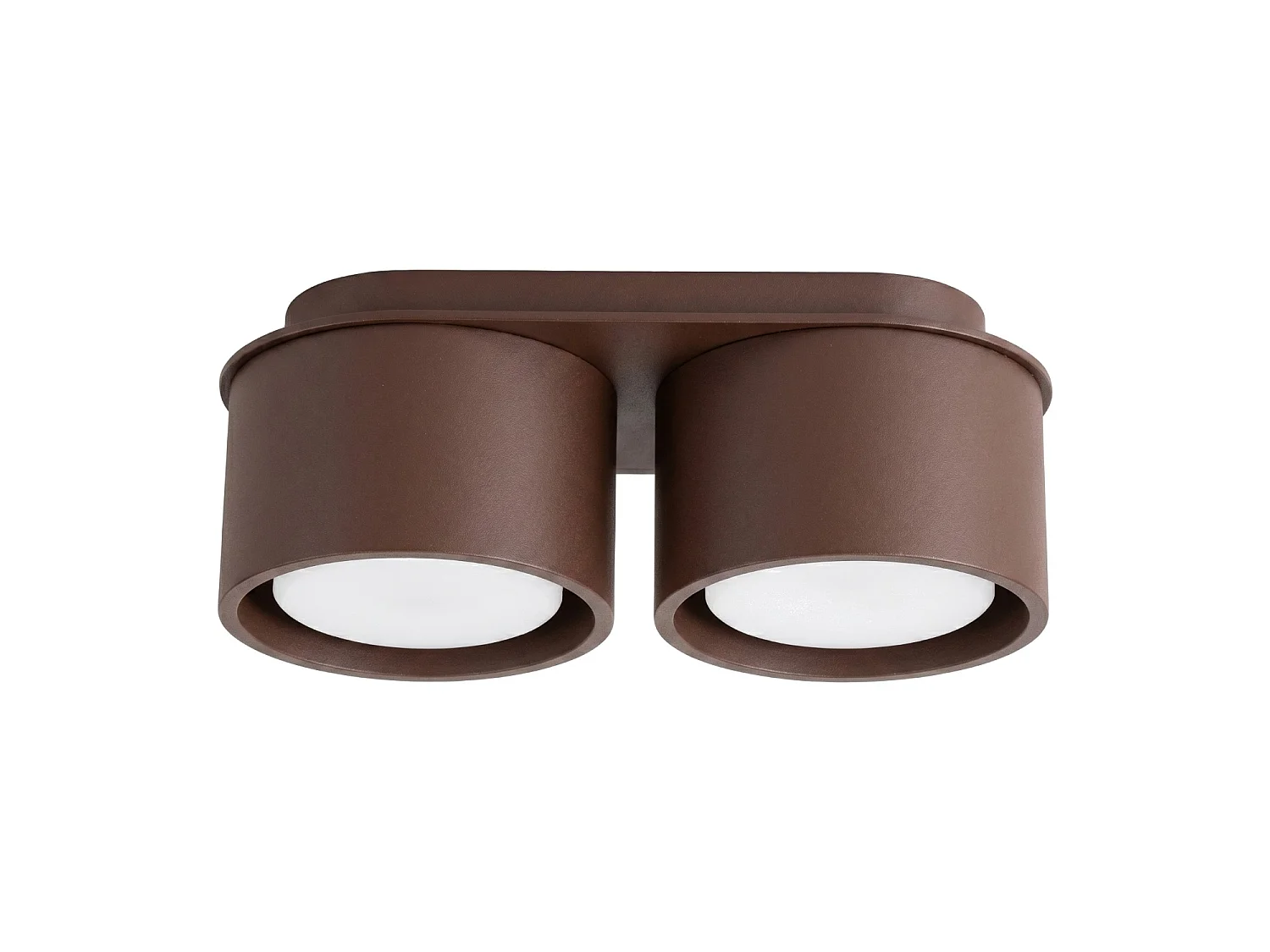 Plafonnier minimaliste en aluminium - 2 sources lumineuses - L.21 x H.8 cm - marron