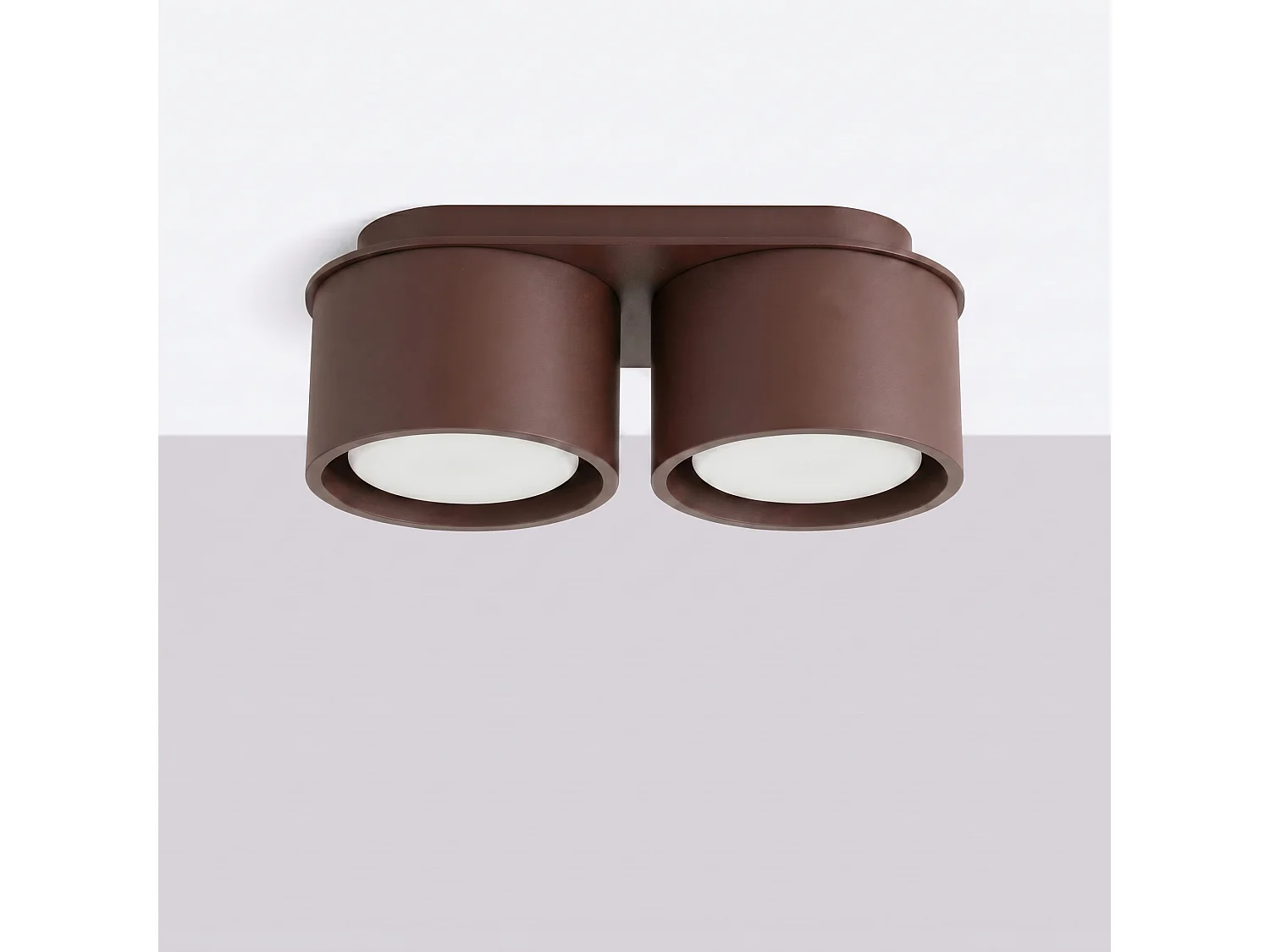 Plafonnier minimaliste en aluminium - 2 sources lumineuses - L.21 x H.8 cm - marron