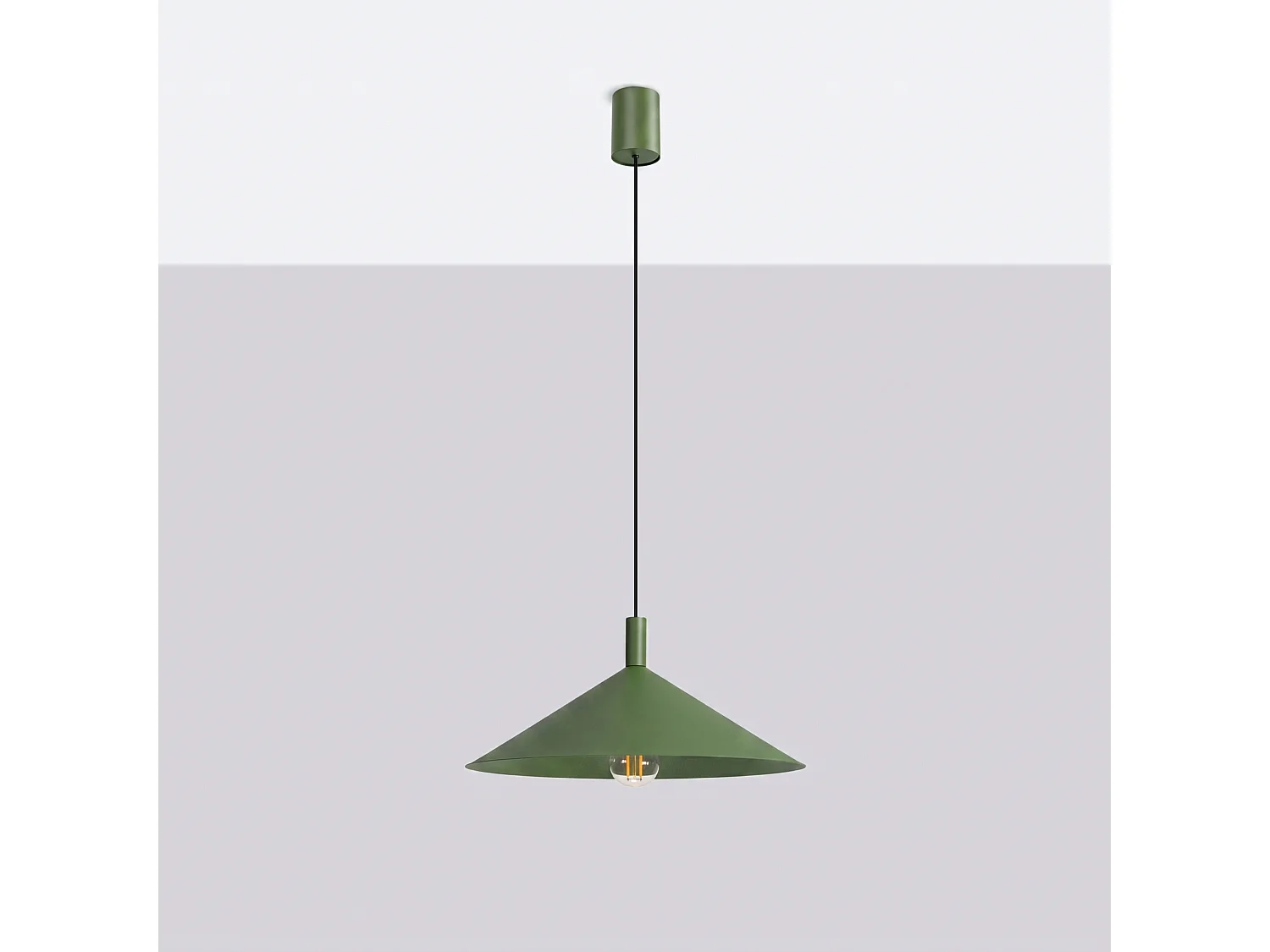 Lampes suspendues NOX moderne en acier - 1 sources lumineuses - L.40 x H.135 cm - vert olive