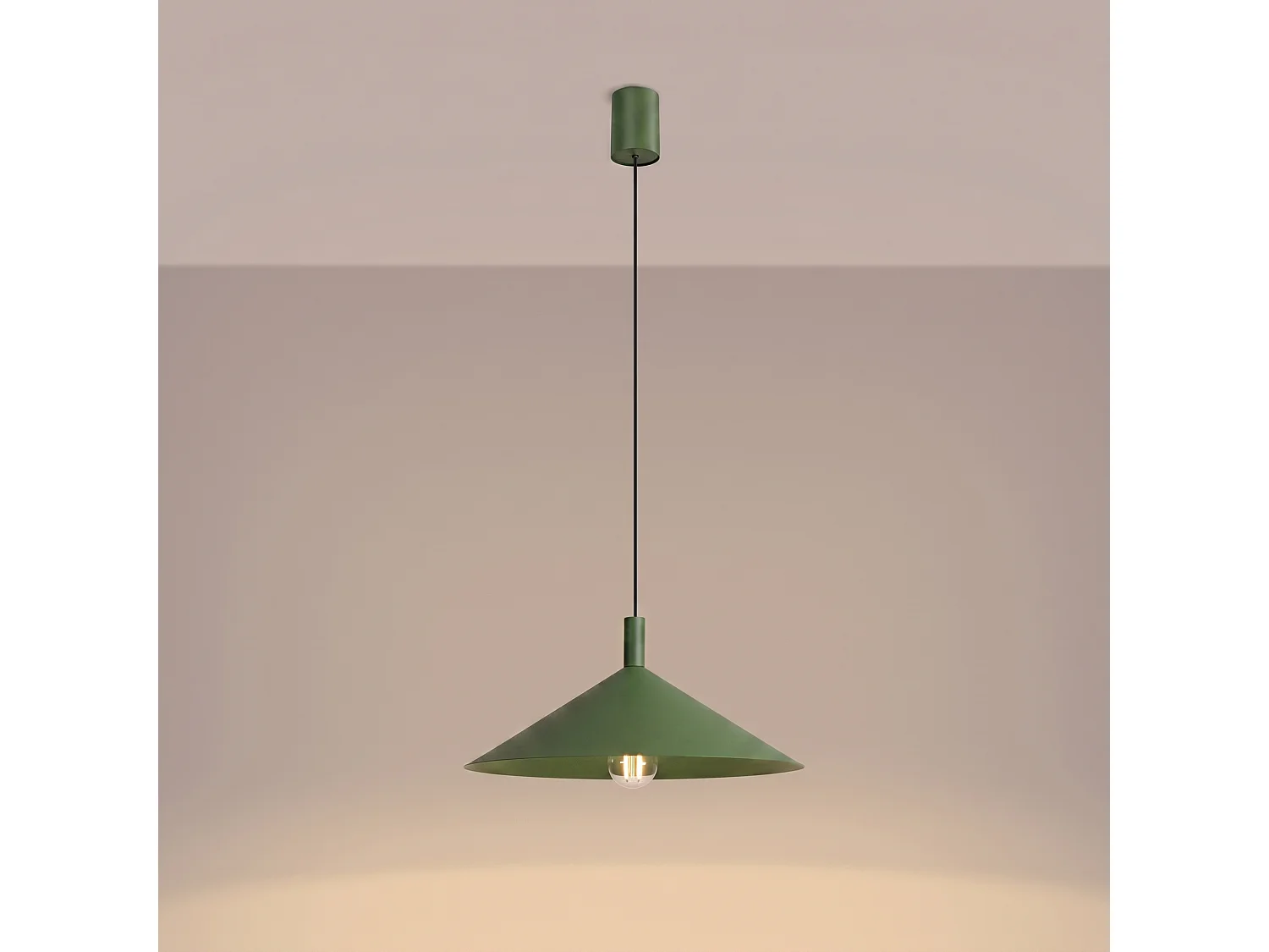 Lampes suspendues NOX moderne en acier - 1 sources lumineuses - L.40 x H.135 cm - vert olive