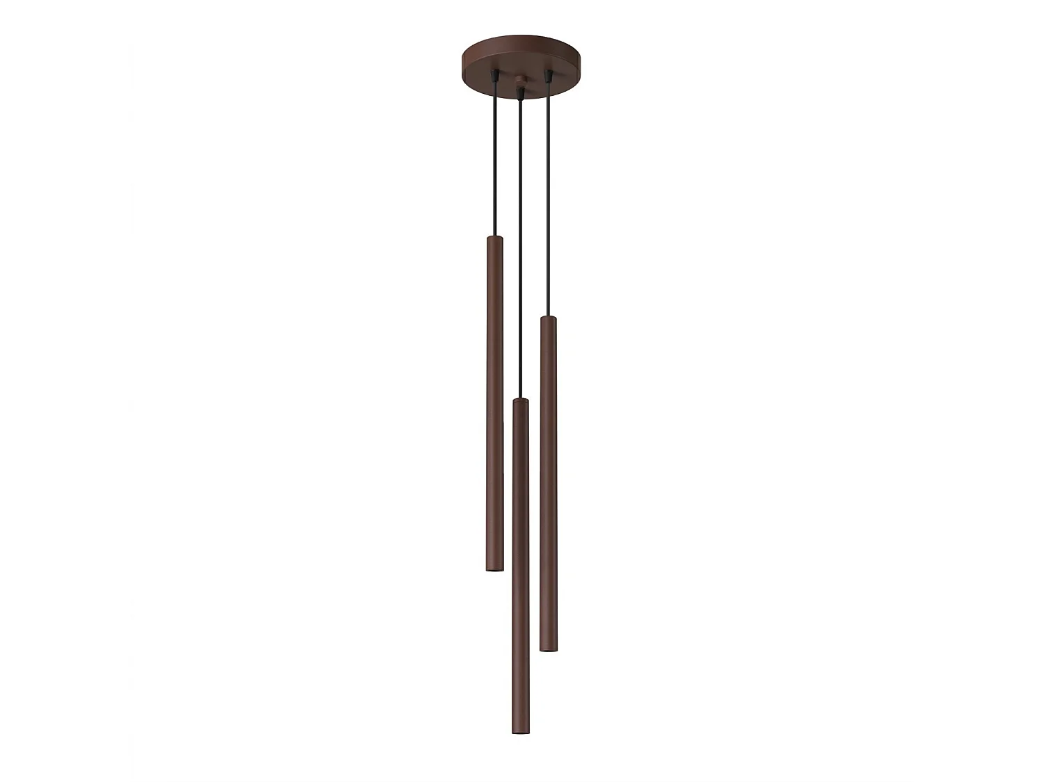 Lampe suspendue moderne en acier - 3 sources lumineuses - L.19,5 x H.115 cm - marron