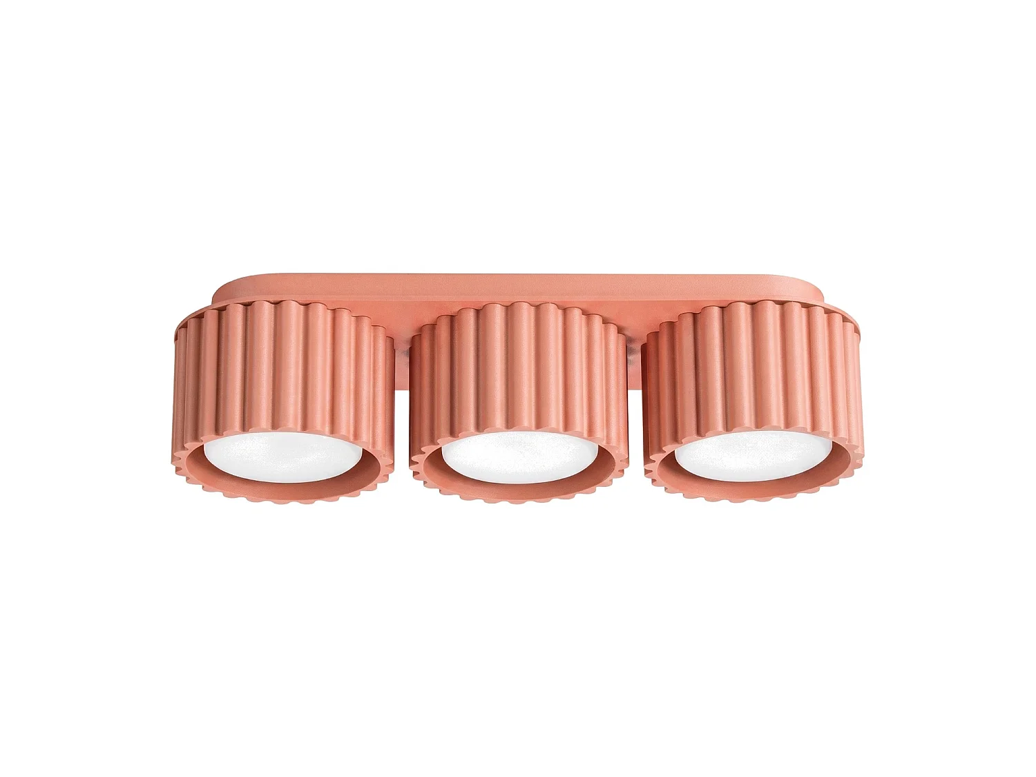 Plafonnier minimaliste en aluminium - 3 sources lumineuses - L.32,5 x H.8 cm - pêche