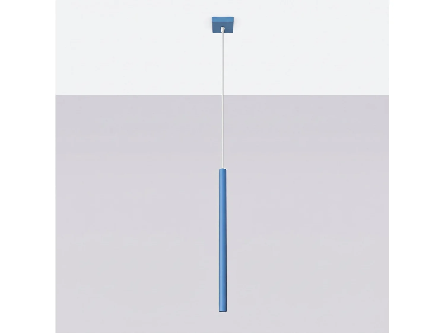Lampe suspendue moderne en acier - 1 sources lumineuses - L.8 x H.120 cm - bleu clair