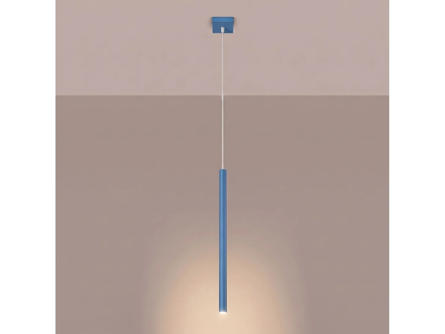 Lampe suspendue moderne en acier - 1 sources lumineuses - L.8 x H.120 cm - bleu clair