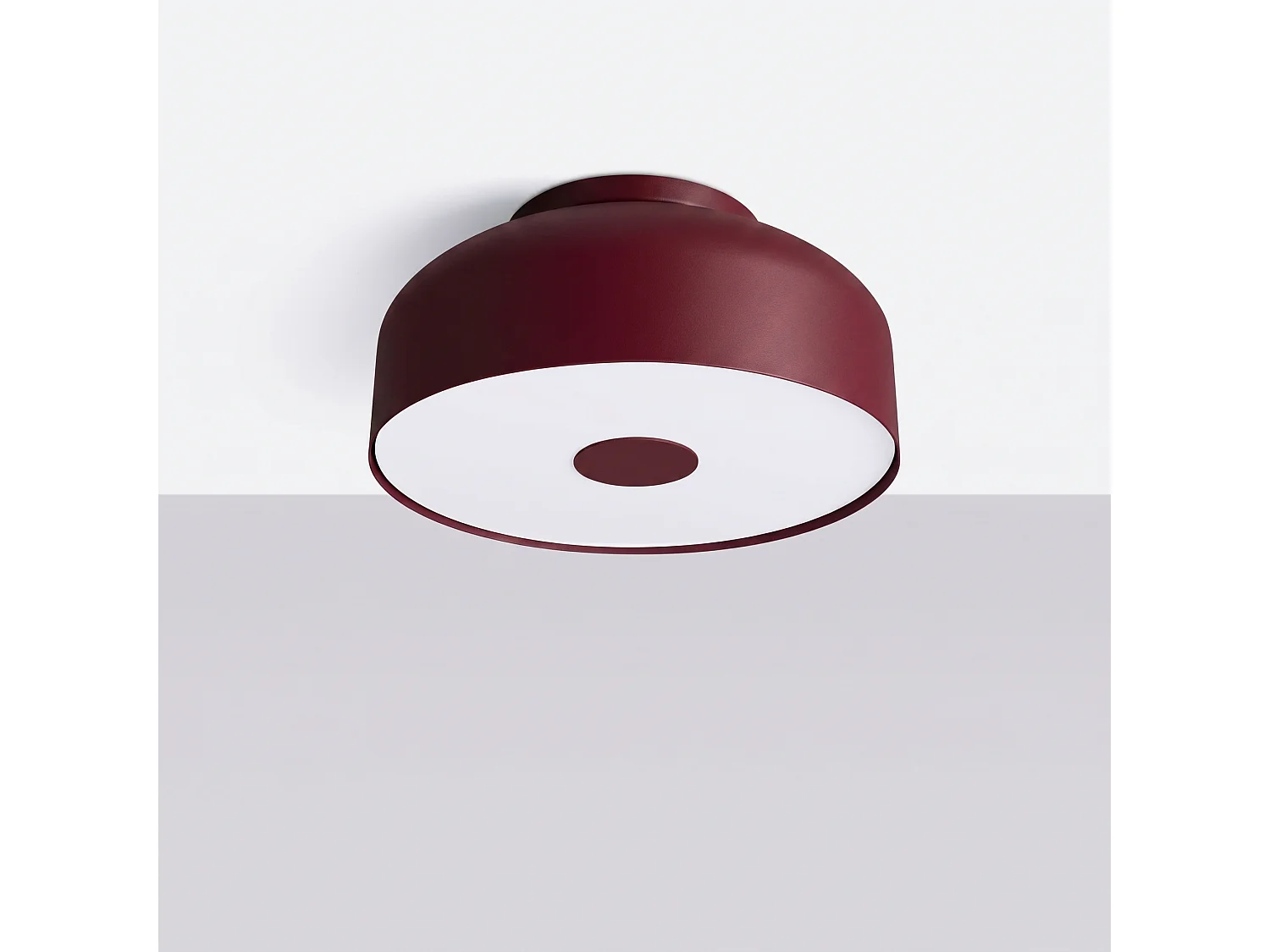 Plafonnier moderne en acier/PVC - 4 sources lumineuses - L.30 x H.15 cm - bordeaux