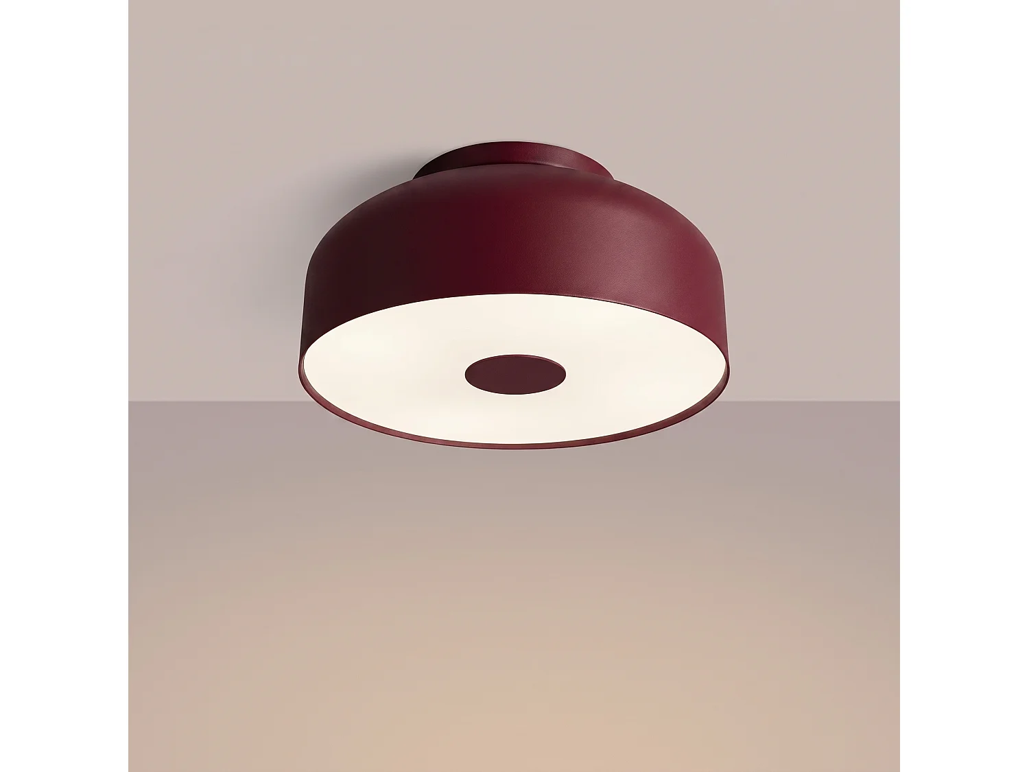 Plafonnier moderne en acier/PVC - 4 sources lumineuses - L.30 x H.15 cm - bordeaux