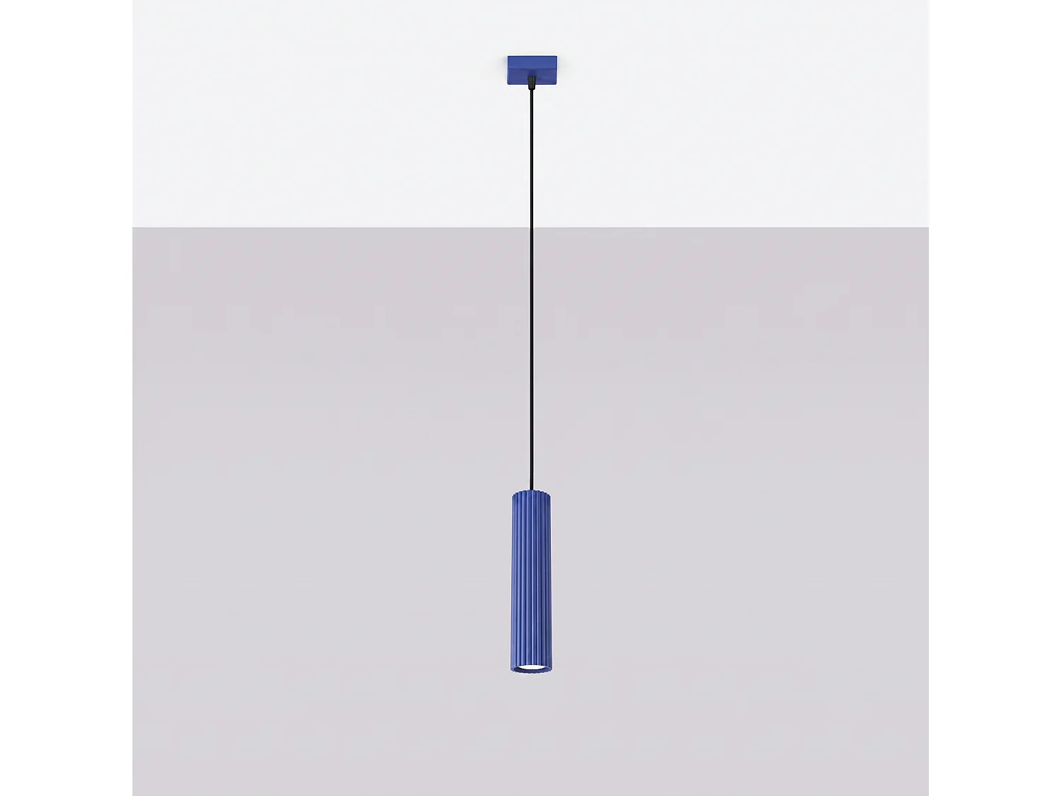 Lampe suspendue minimaliste en aluminium - 1 sources lumineuses - L.8 x H.118 cm - outremer