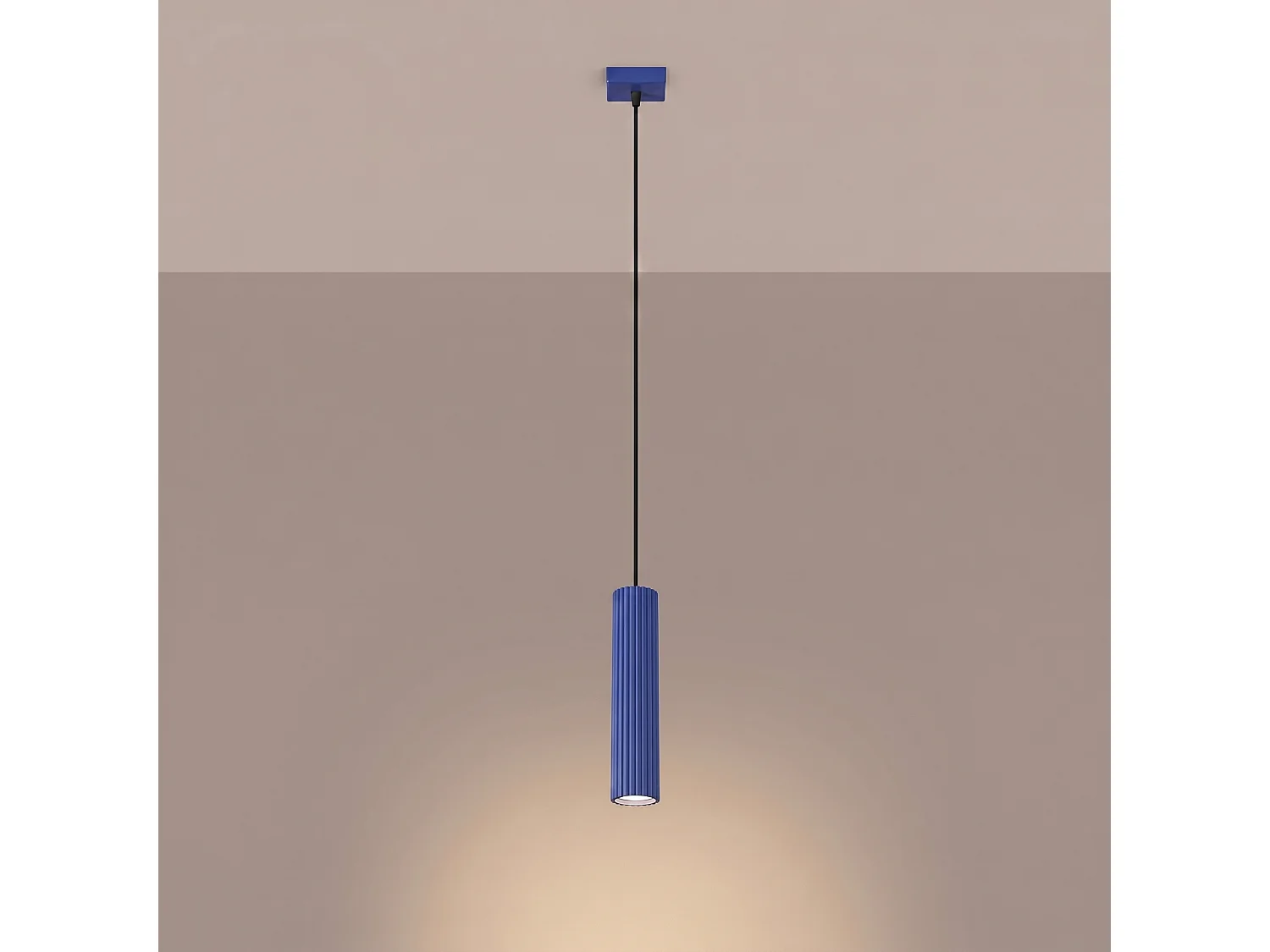 Lampe suspendue minimaliste en aluminium - 1 sources lumineuses - L.8 x H.118 cm - outremer