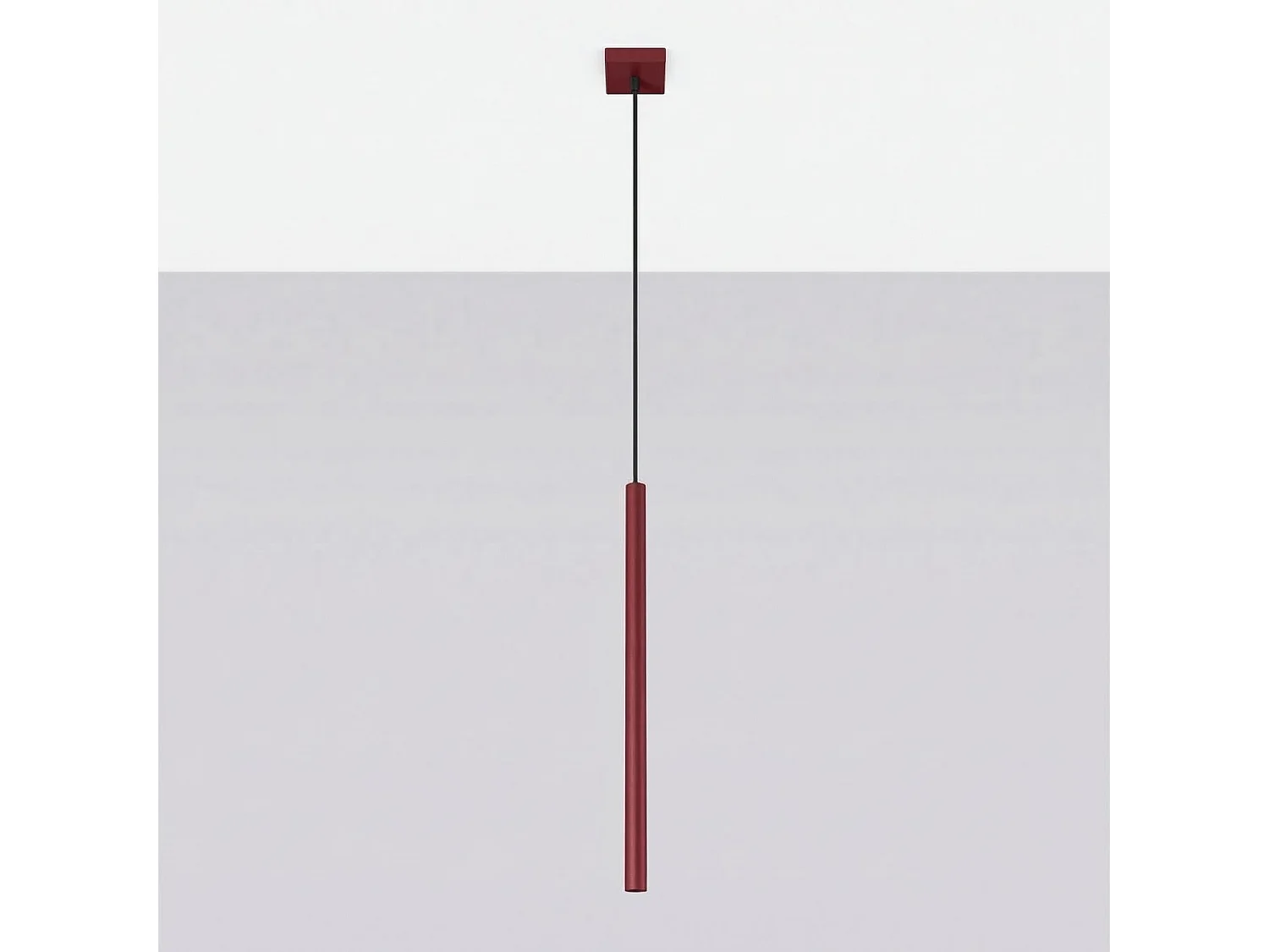 Lampe suspendue moderne en acier - 1 sources lumineuses - L.8 x H.120 cm - bordeaux