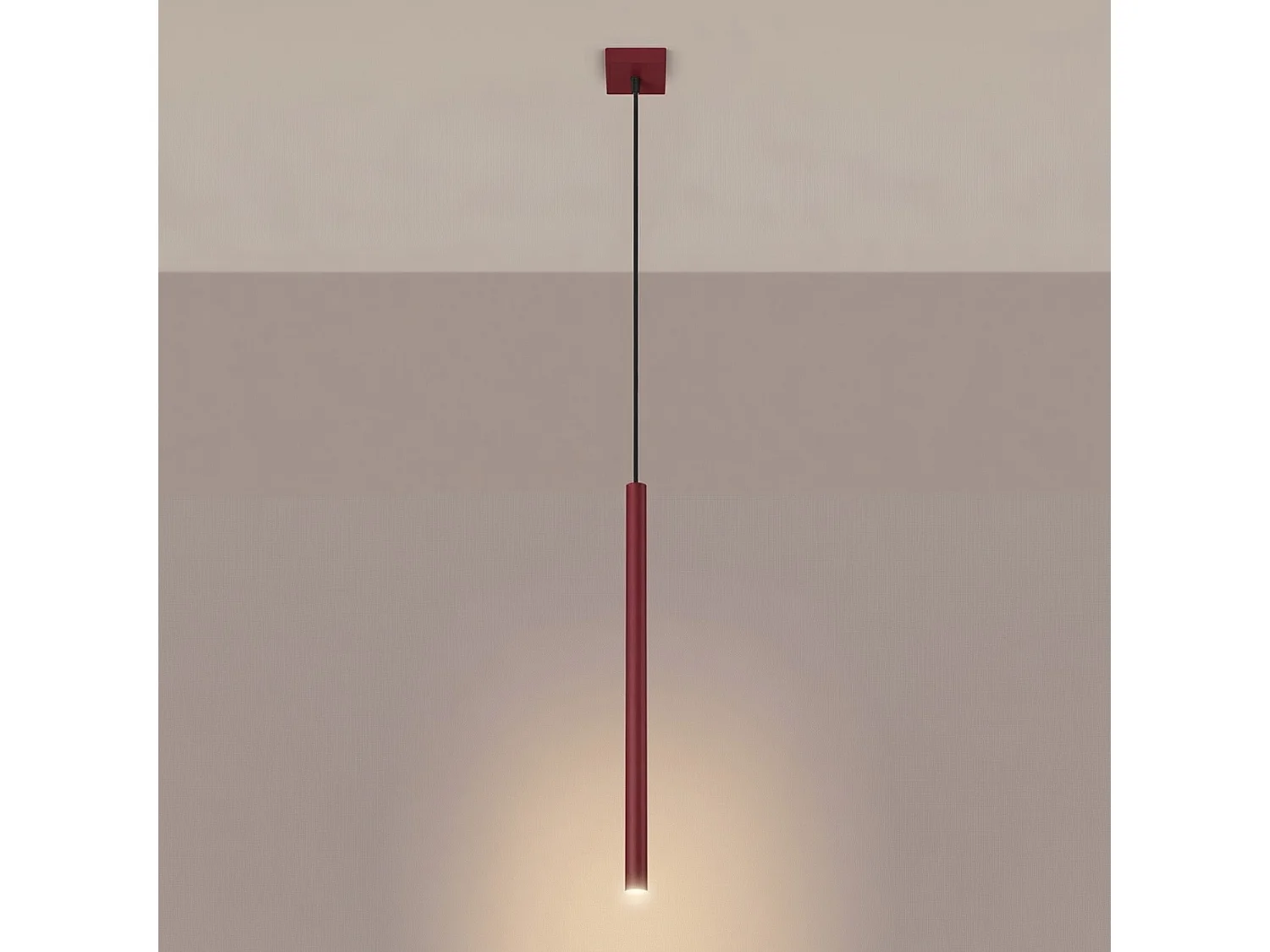 Lampe suspendue moderne en acier - 1 sources lumineuses - L.8 x H.120 cm - bordeaux