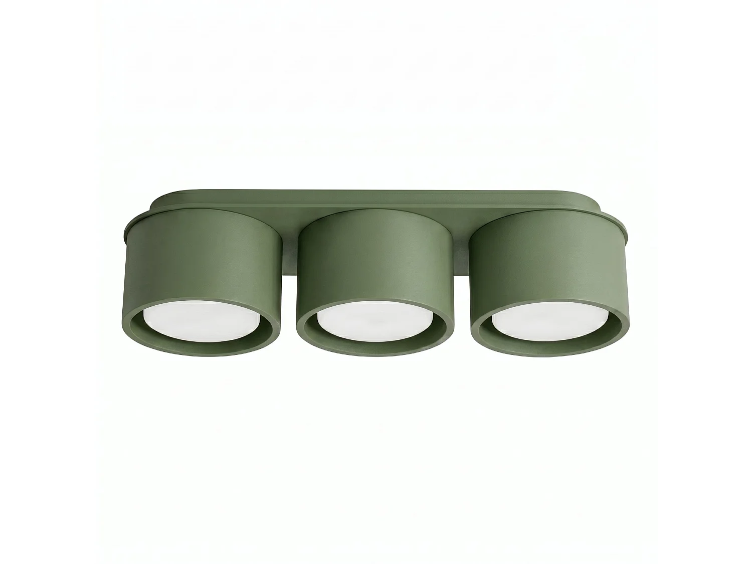 Plafonnier minimaliste en aluminium - 3 sources lumineuses - L.32,4 x H.8,2 cm - vert olive