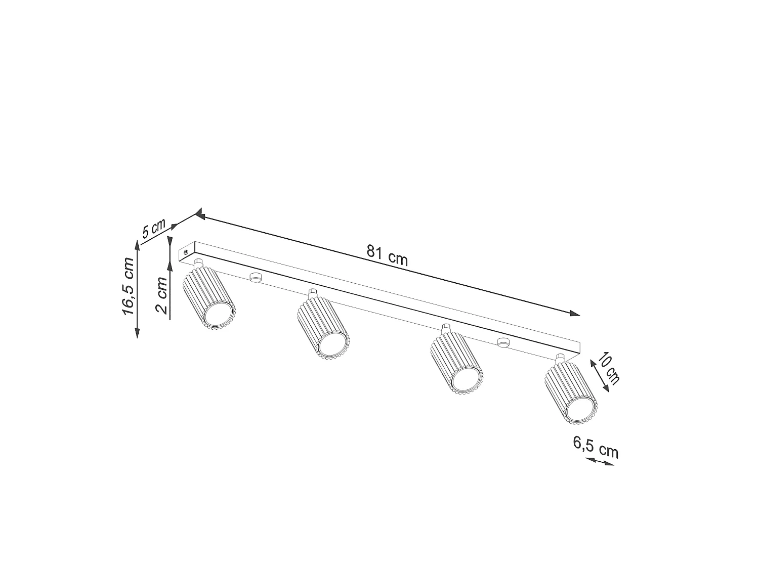 Plafonnier minimaliste en aluminium - 4 sources lumineuses - L.81 x H.16,5 cm - outremer