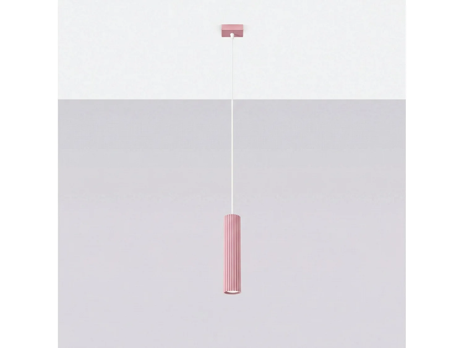 Lampe suspendue minimaliste en aluminium - 1 sources lumineuses - L.8 x H.118 cm - rose