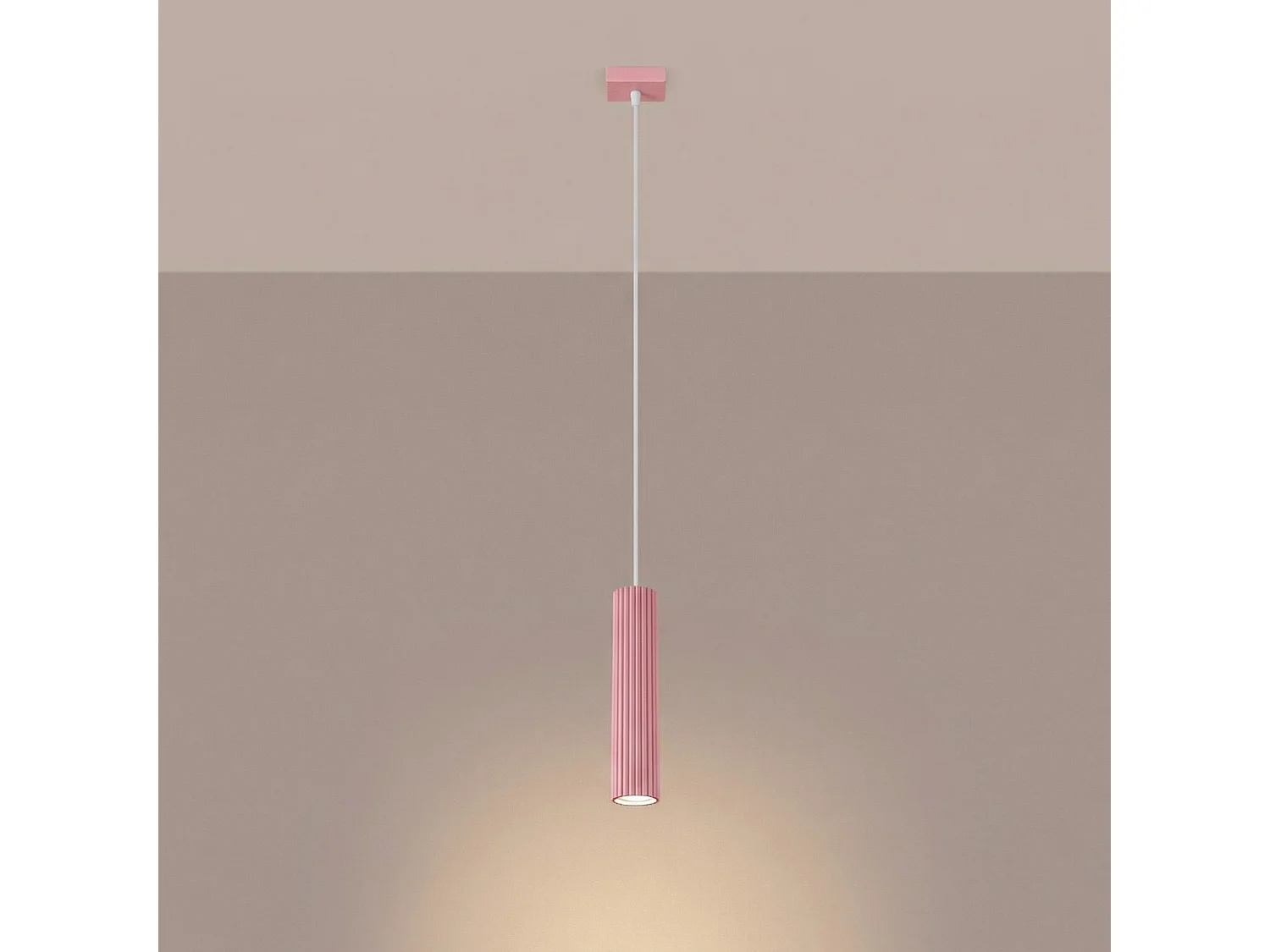 Lampe suspendue minimaliste en aluminium - 1 sources lumineuses - L.8 x H.118 cm - rose