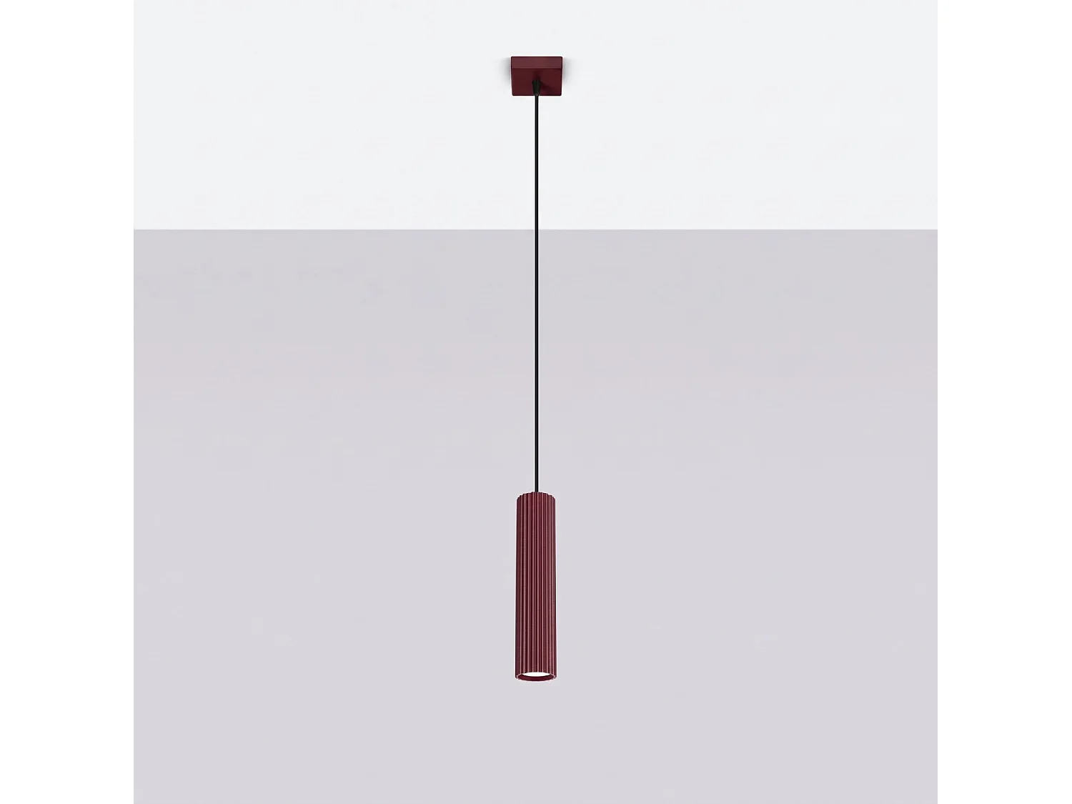 Lampe suspendue minimaliste en aluminium - 1 sources lumineuses - L.8 x H.118 cm - bordeaux