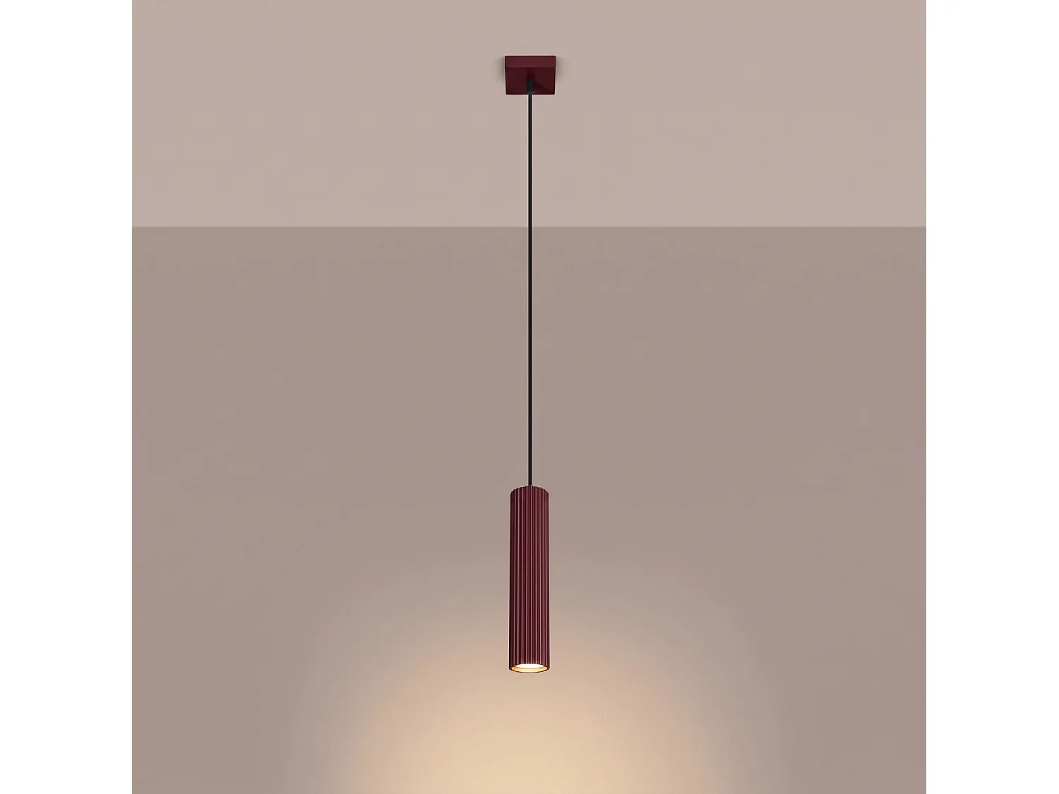Lampe suspendue minimaliste en aluminium - 1 sources lumineuses - L.8 x H.118 cm - bordeaux