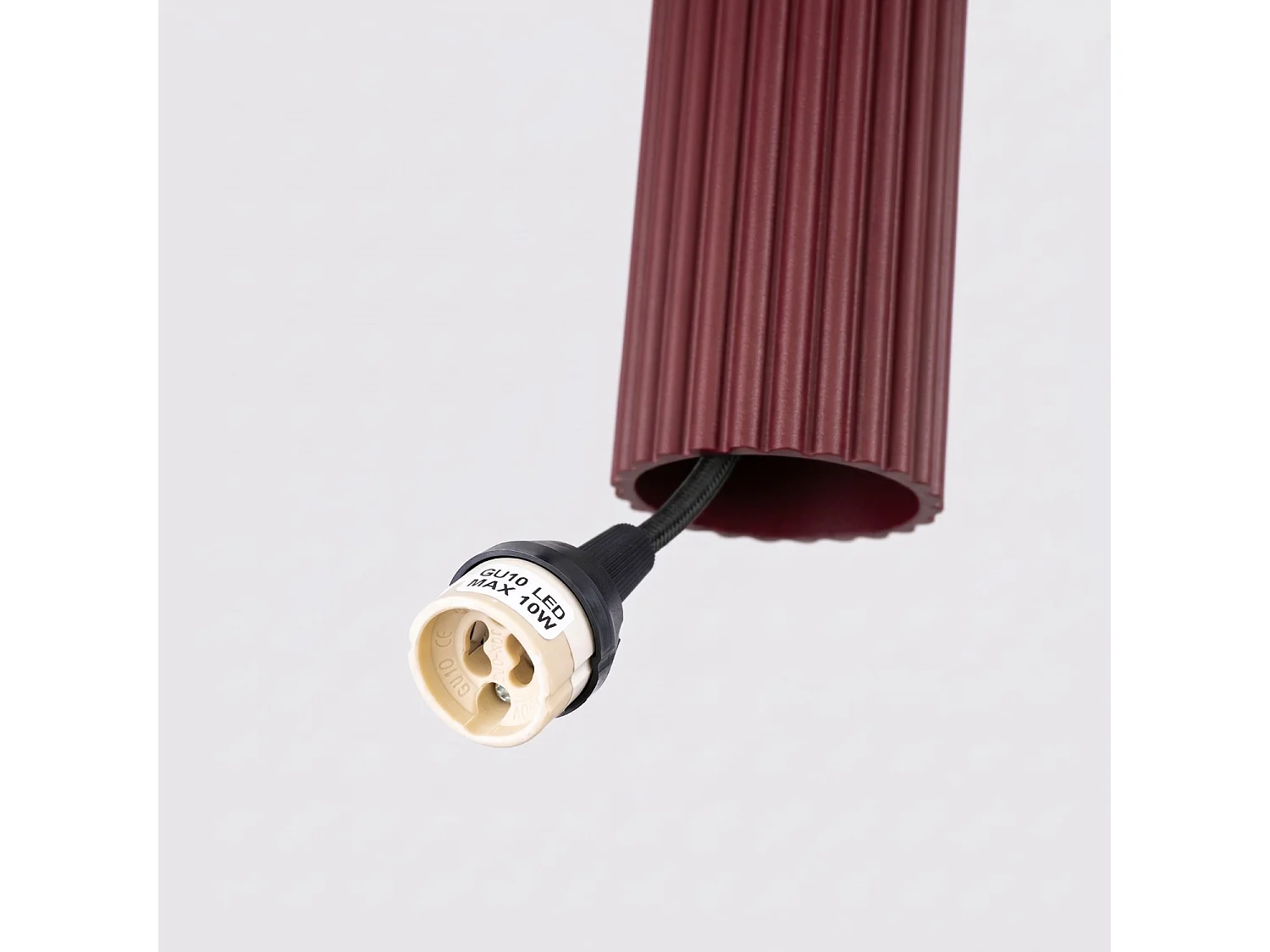 Lampe suspendue minimaliste en aluminium - 1 sources lumineuses - L.8 x H.118 cm - bordeaux