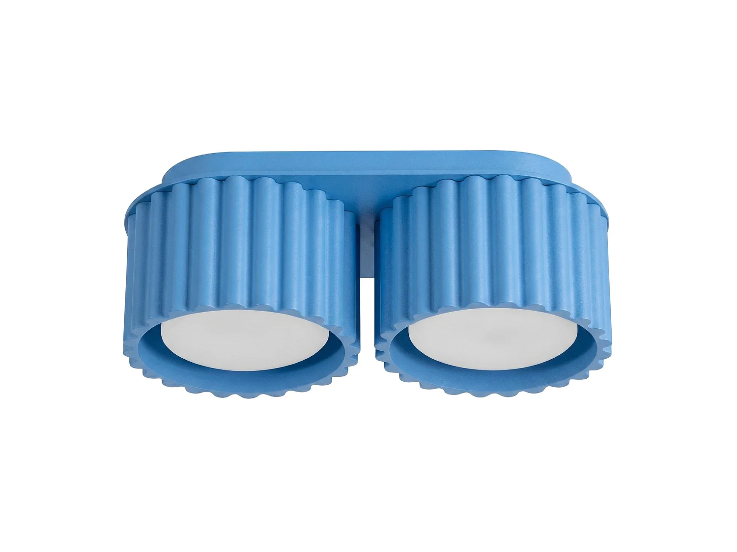 Plafonnier minimaliste en aluminium - 2 sources lumineuses - L.21 x H.8 cm - bleu clair