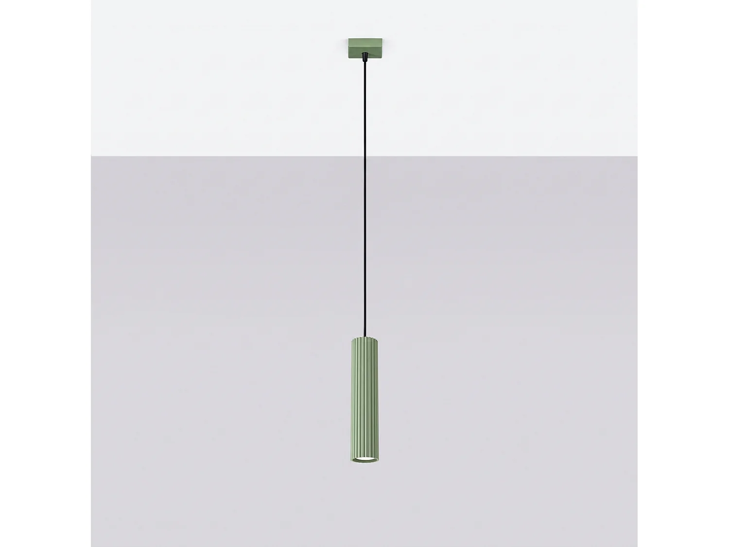 Lampe suspendue minimaliste en aluminium - 1 sources lumineuses - L.8 x H.118 cm - sauge