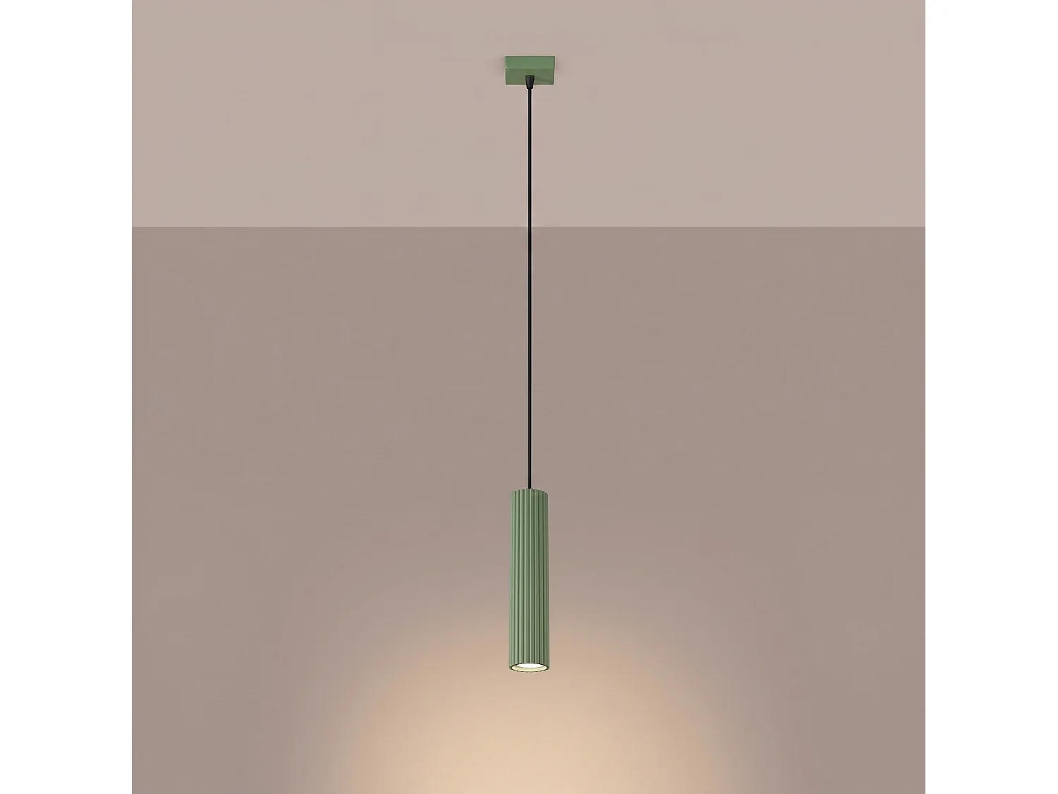 Lampe suspendue minimaliste en aluminium - 1 sources lumineuses - L.8 x H.118 cm - sauge