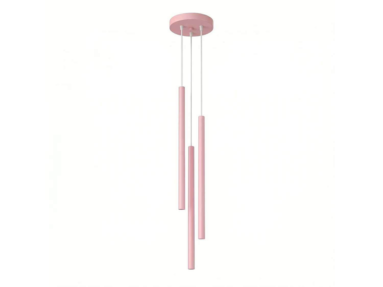 Lampe suspendue moderne en acier - 3 sources lumineuses - L.19,5 x H.115 cm - rose