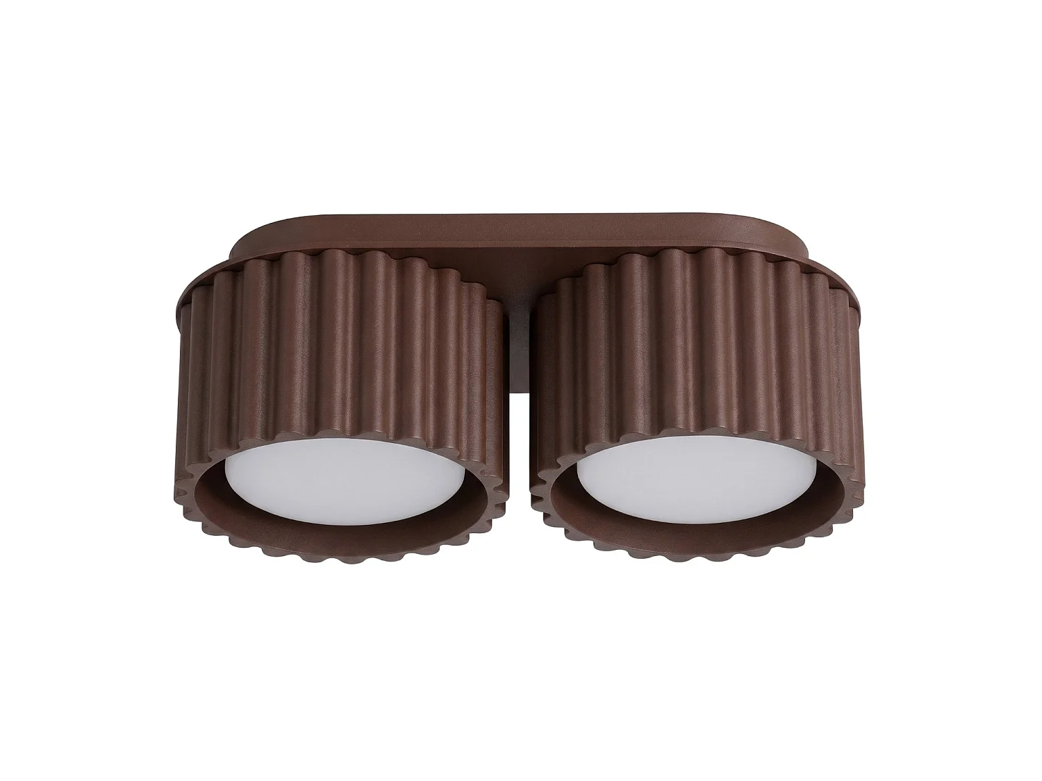 Plafonnier minimaliste en aluminium - 2 sources lumineuses - L.21 x H.8 cm - marron