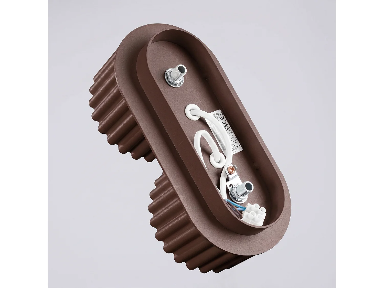 Plafonnier minimaliste en aluminium - 2 sources lumineuses - L.21 x H.8 cm - marron