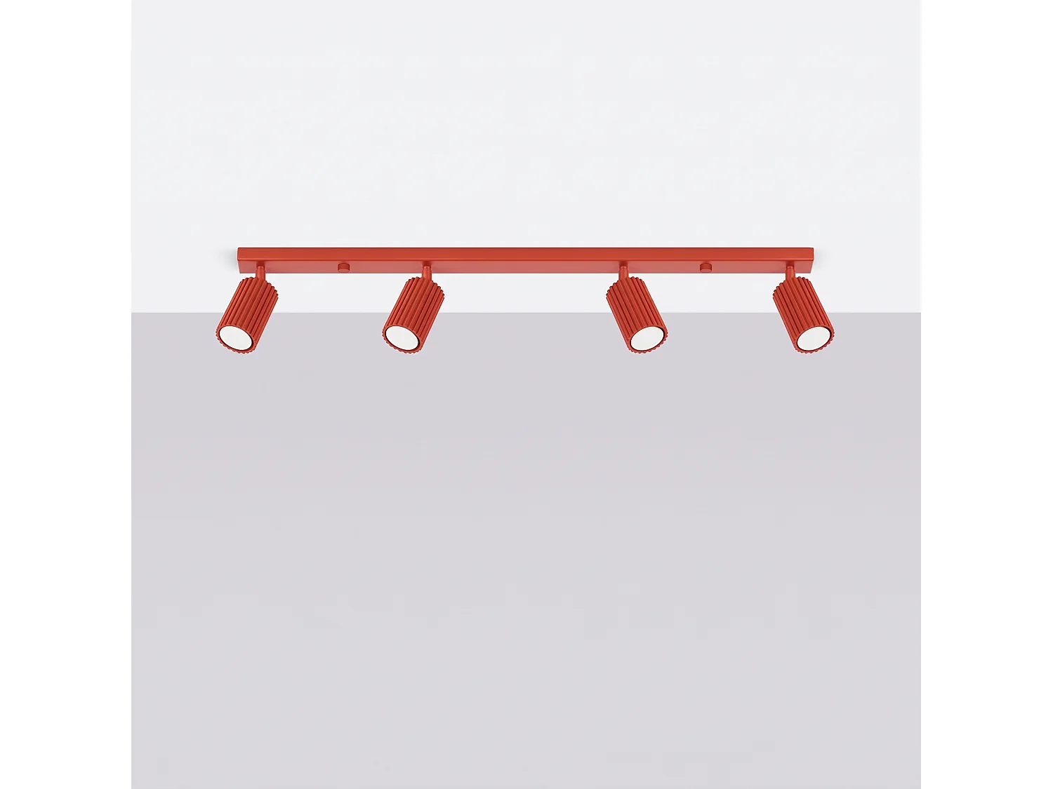 Plafonnier minimaliste en aluminium - 4 sources lumineuses - L.81 x H.16,5 cm - rouge