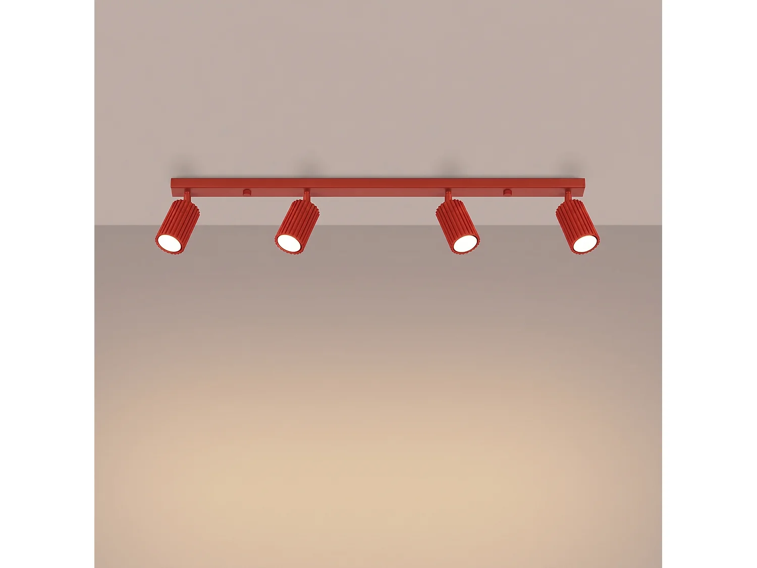Plafonnier minimaliste en aluminium - 4 sources lumineuses - L.81 x H.16,5 cm - rouge