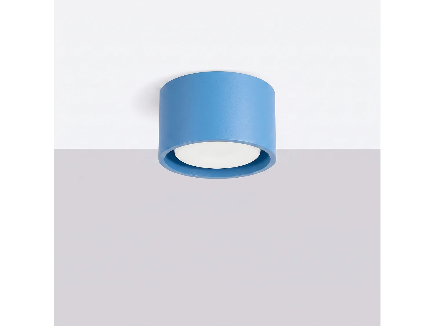 Plafonnier minimaliste en aluminium - 1 sources lumineuses - L.10 x H.6 cm - bleu clair