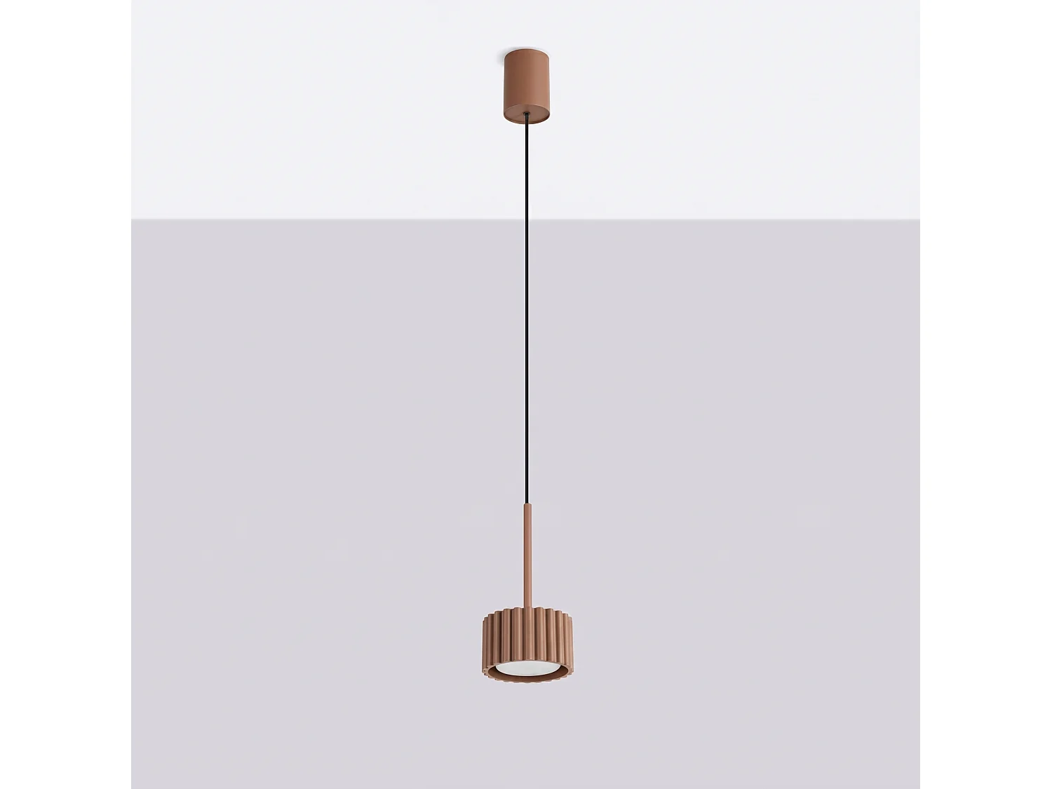 Lampe suspendue minimaliste en aluminium - 1 sources lumineuses - L.10 x H.125 cm - mocca