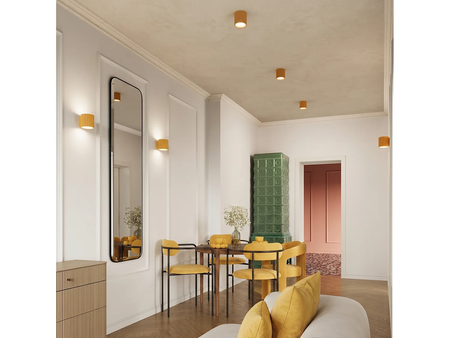 Plafonnier minimaliste en aluminium - 1 sources lumineuses - L.10 x H.10 cm - jaune
