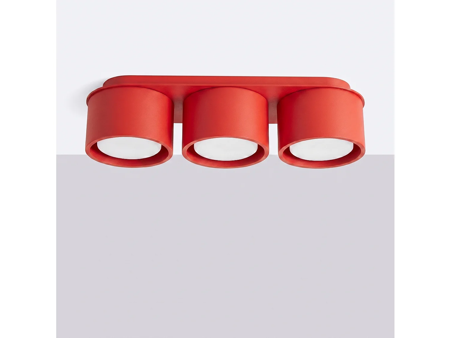 Plafons MODO minimalista, alumínio - 3 lichtbronnen - L.32.4 x H.8.2 cm - vermelho