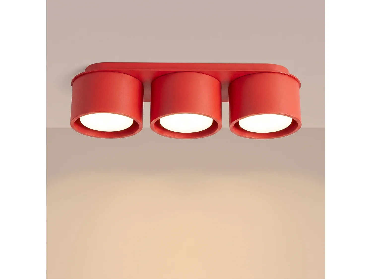 Plafons MODO minimalista, alumínio - 3 lichtbronnen - L.32.4 x H.8.2 cm - vermelho