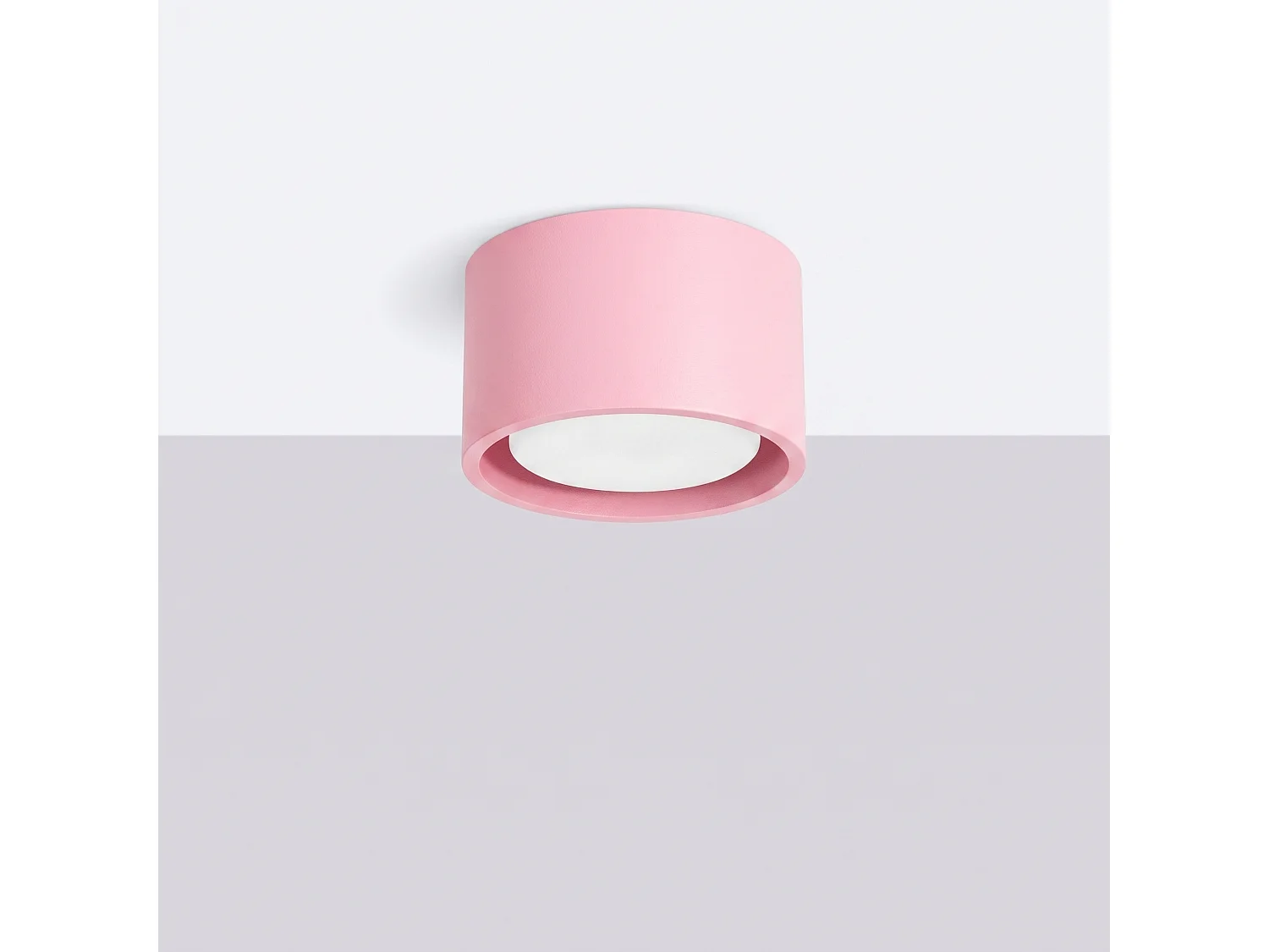 Plafonnier minimaliste en aluminium - 1 sources lumineuses - L.10 x H.6 cm - rose
