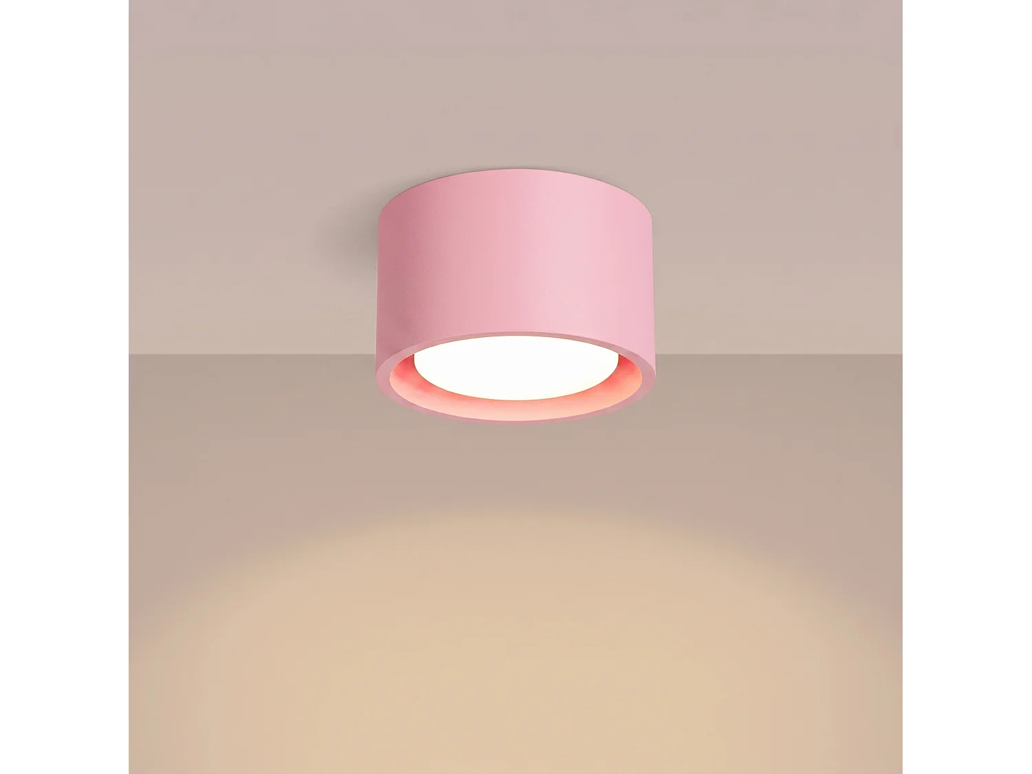 Plafonnier minimaliste en aluminium - 1 sources lumineuses - L.10 x H.6 cm - rose