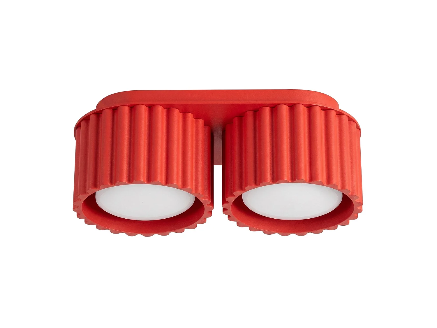 Plafonnier minimaliste en aluminium - 2 sources lumineuses - L.21 x H.8 cm - rouge