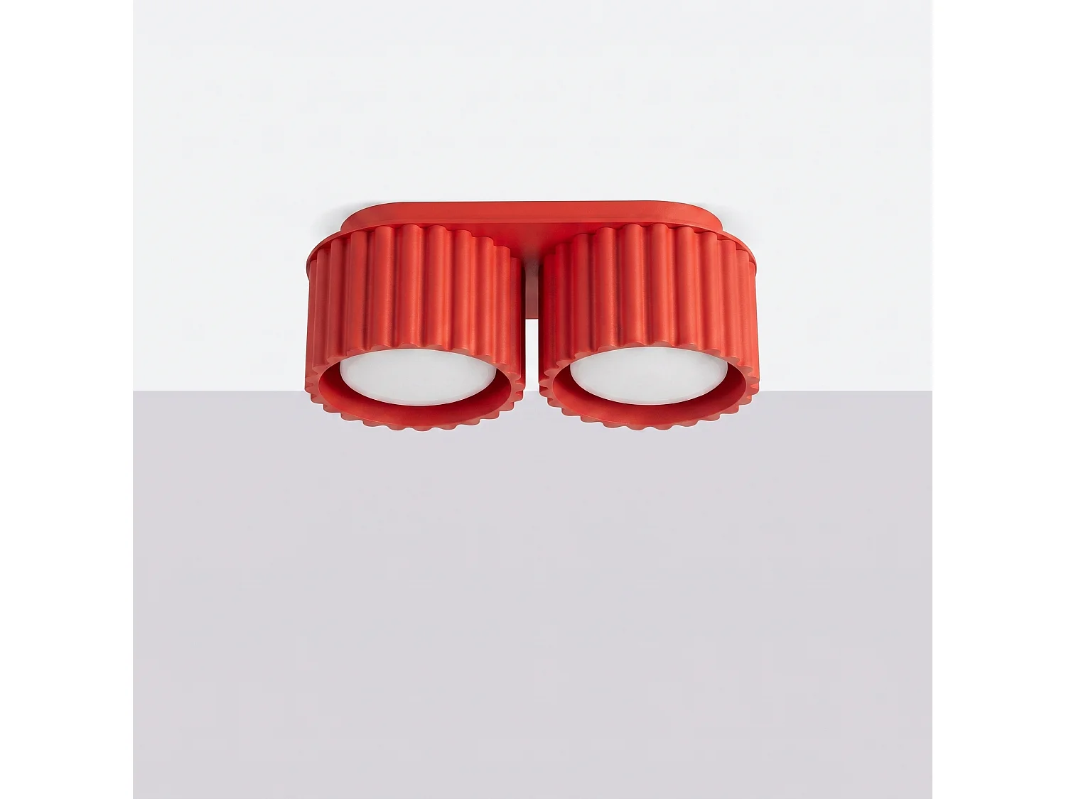 Plafonnier minimaliste en aluminium - 2 sources lumineuses - L.21 x H.8 cm - rouge