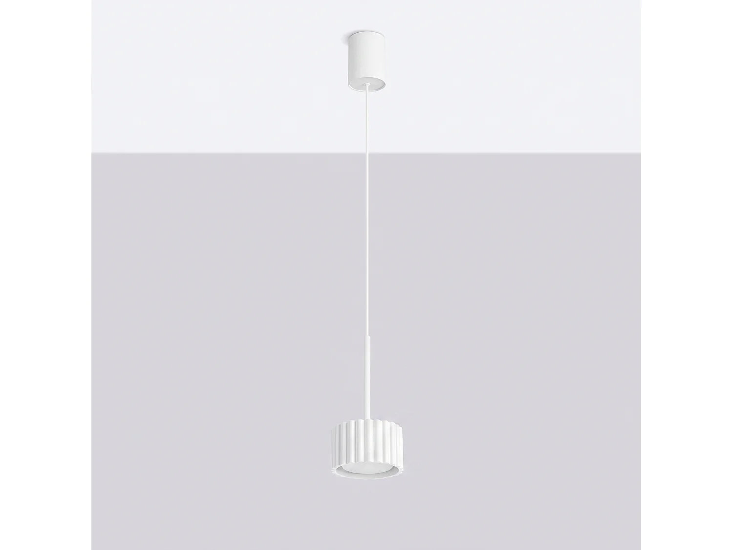 Lampe suspendue minimaliste en aluminium - 1 sources lumineuses - L.10 x H.125 cm - blanc