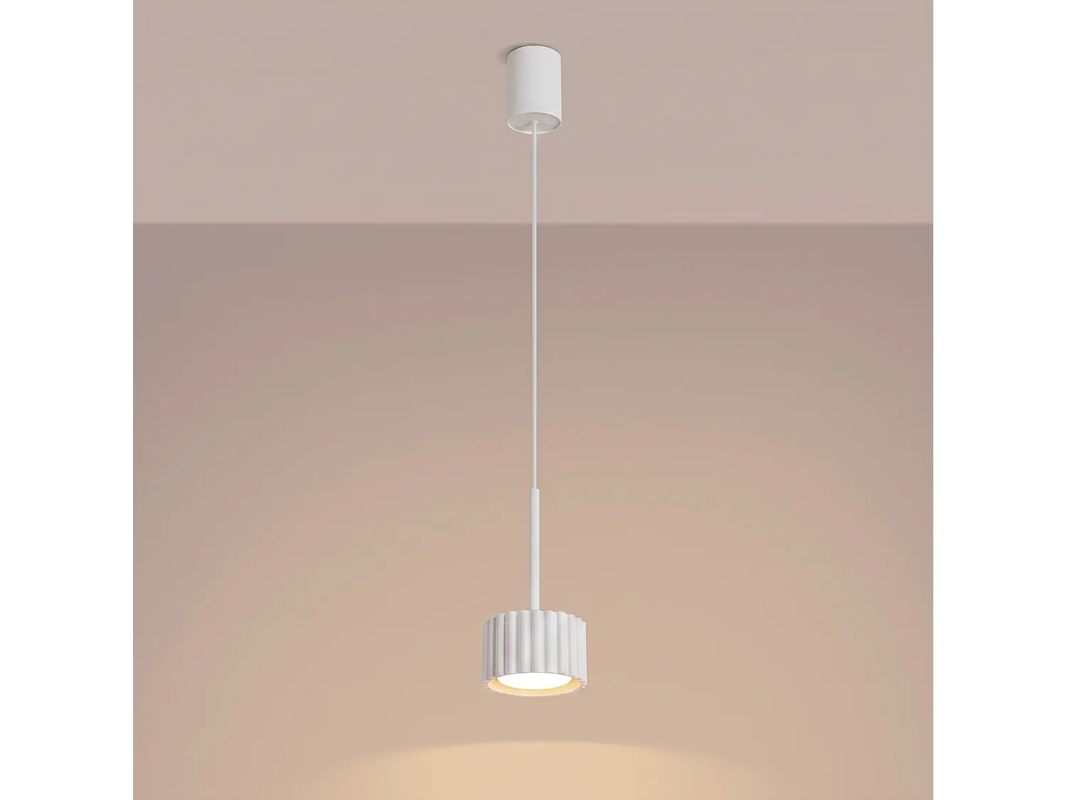 Lampe suspendue minimaliste en aluminium - 1 sources lumineuses - L.10 x H.125 cm - blanc